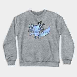 Axolotl Art, Blue Axolotl, Mexican Walking Fish Crewneck Sweatshirt